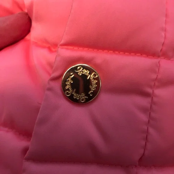 Lilly Pulitzer Lauren Down Puffer Vest Salmon Pink Sz S EUC! - Picture 6 of 12